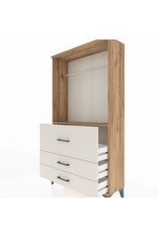 Arges Dolap Tek Raflı 3 Çekmeceli Tek Askılı 88x30x163 - S21M116V7A