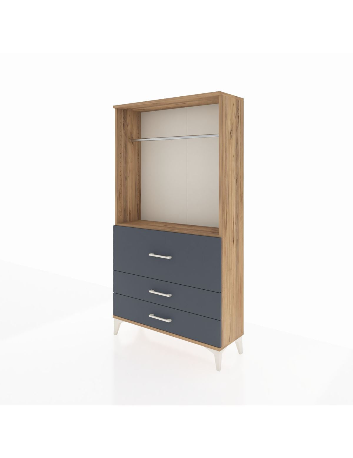 Arges Dolap Tek Raflı 3 Çekmeceli Tek Askılı 88x30x163 - S21M116V8A