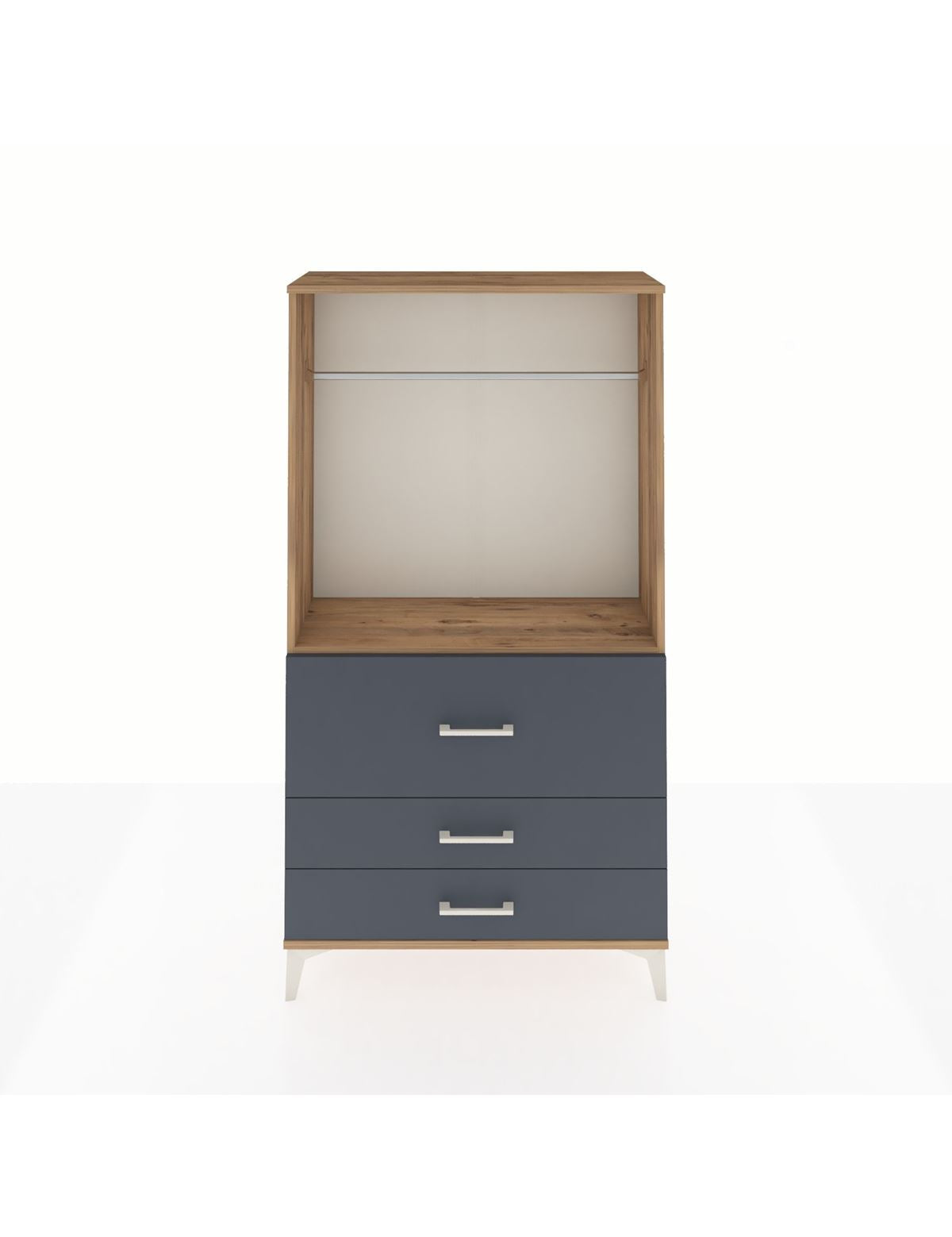 Arges Dolap Tek Raflı 3 Çekmeceli Tek Askılı 88x30x163 - S21M116V8A