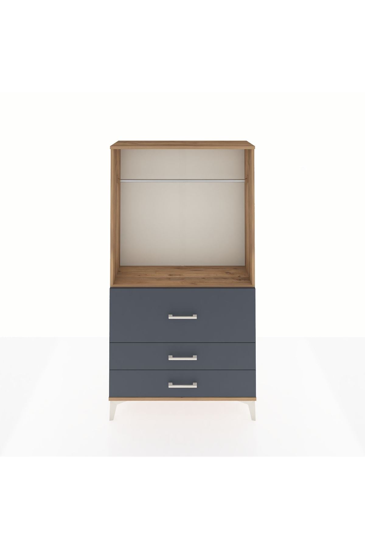 Arges Dolap Tek Raflı 3 Çekmeceli Tek Askılı 88x30x163 - S21M116V8A