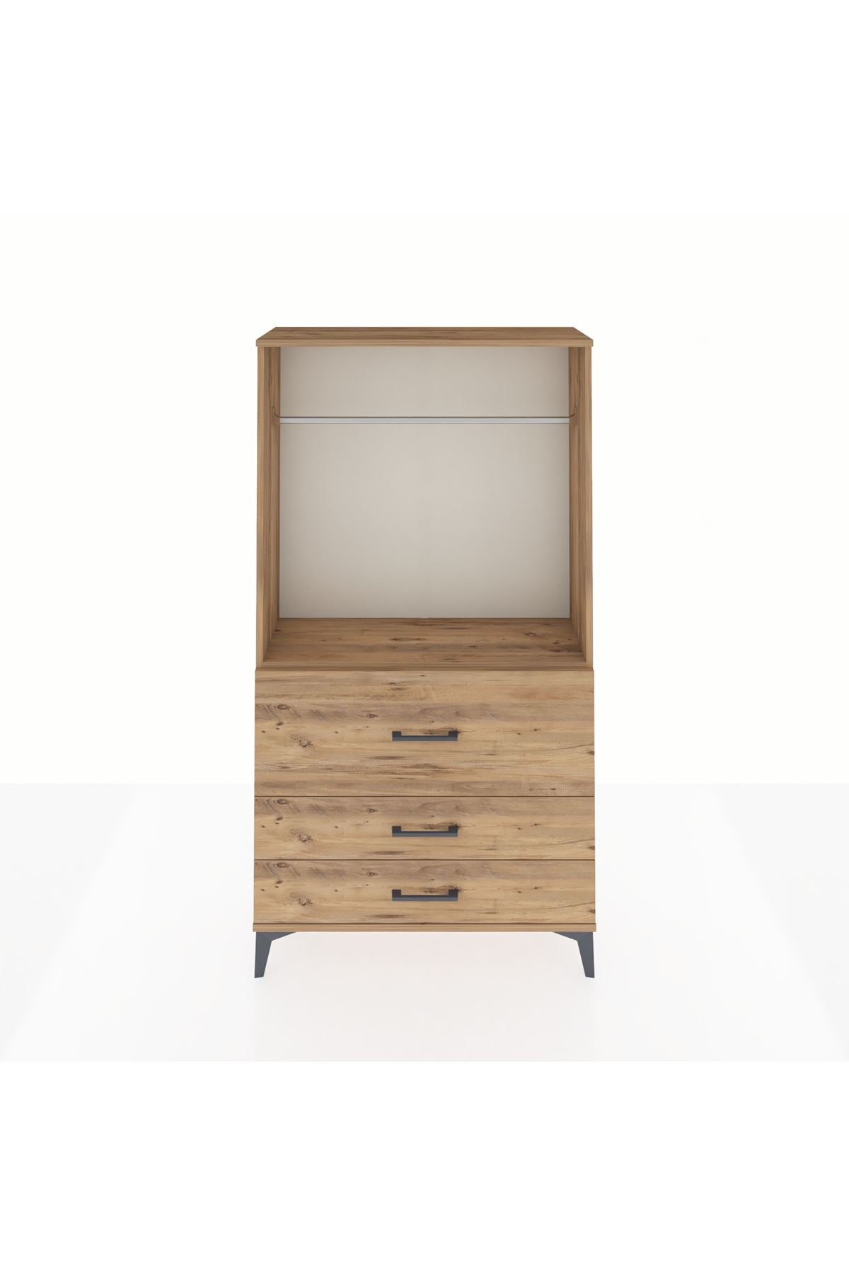 Arges Dolap Tek Raflı 3 Çekmeceli Tek Askılı 88x30x163 - S21M116V9A
