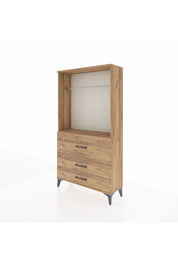Arges Dolap Tek Raflı 3 Çekmeceli Tek Askılı 88x30x163 - S21M116V9A
