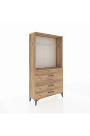 Arges Dolap Tek Raflı 3 Çekmeceli Tek Askılı 88x30x163 - S21M116V9A