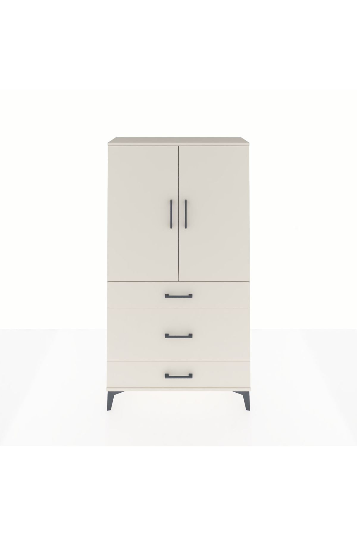 Arges Dolap Tek Raflı 3 Çekmeceli Tek Askılı 88x30x163 - S21M117V1A
