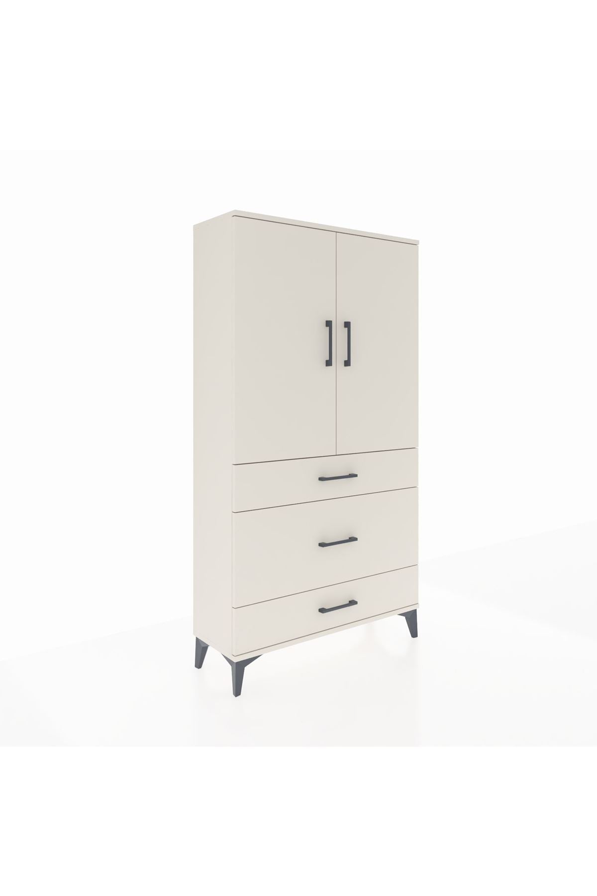 Arges Dolap Tek Raflı 3 Çekmeceli Tek Askılı 88x30x163 - S21M117V1A
