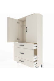 Arges Dolap Tek Raflı 3 Çekmeceli Tek Askılı 88x30x163 - S21M117V1A
