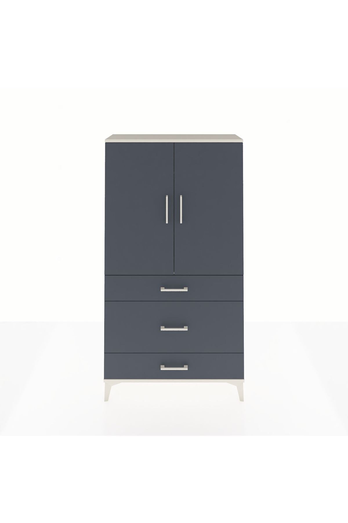 Arges Dolap Tek Raflı 3 Çekmeceli Tek Askılı 88x30x163 - S21M117V2A