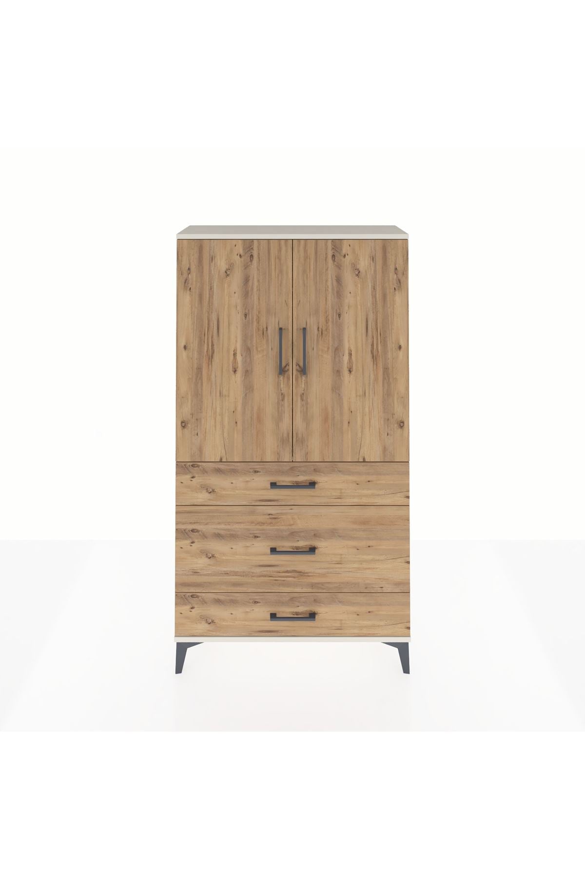 Arges Dolap Tek Raflı 3 Çekmeceli Tek Askılı 88x30x163 - S21M117V3A