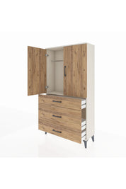Arges Dolap Tek Raflı 3 Çekmeceli Tek Askılı 88x30x163 - S21M117V3A
