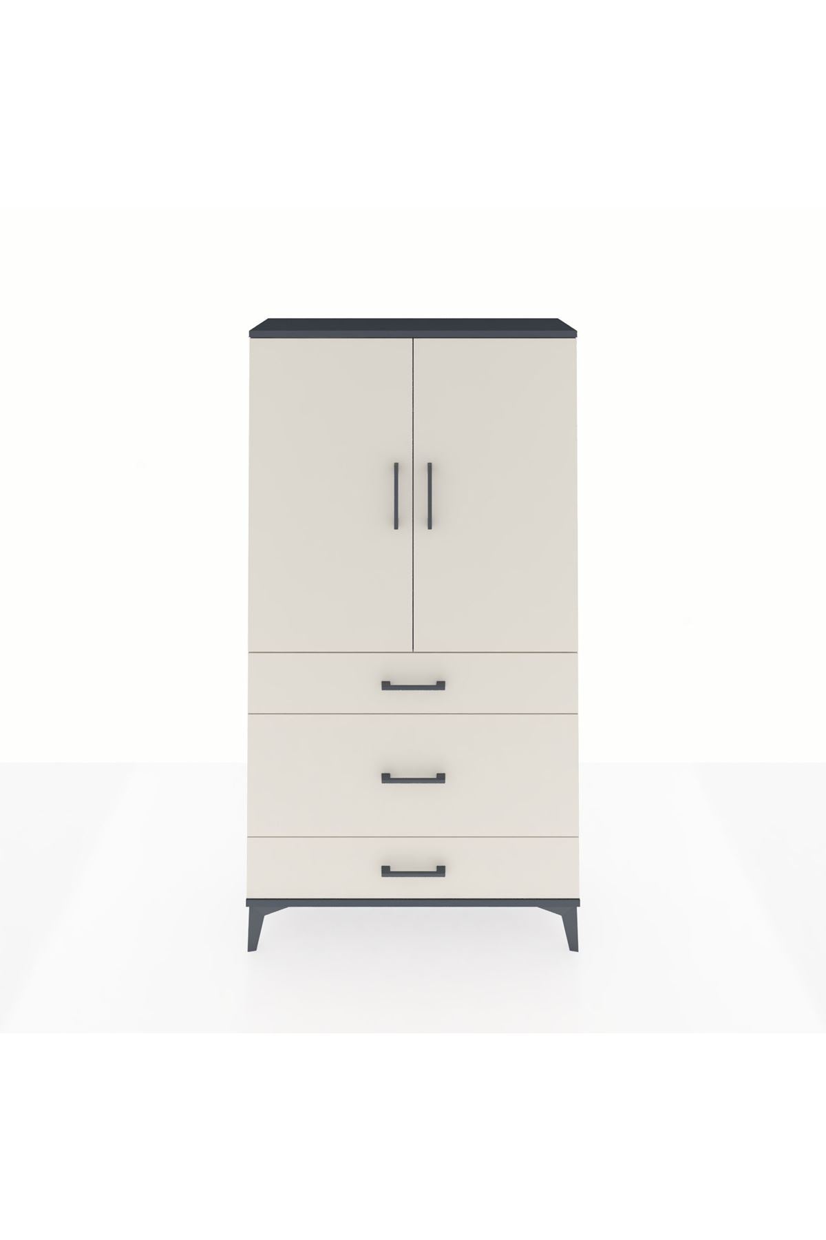 Arges Dolap Tek Raflı 3 Çekmeceli Tek Askılı 88x30x163 - S21M117V4A