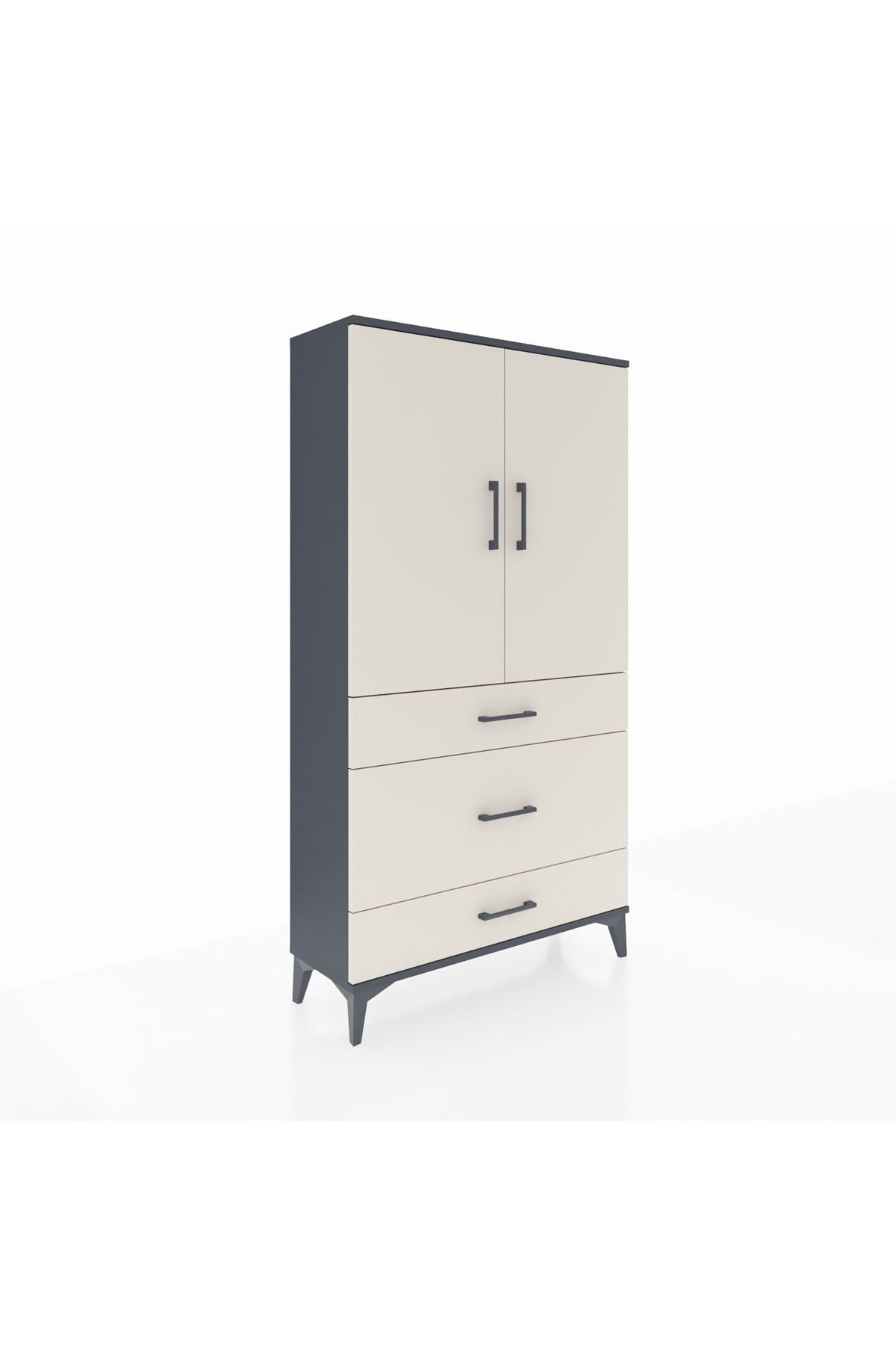 Arges Dolap Tek Raflı 3 Çekmeceli Tek Askılı 88x30x163 - S21M117V4A