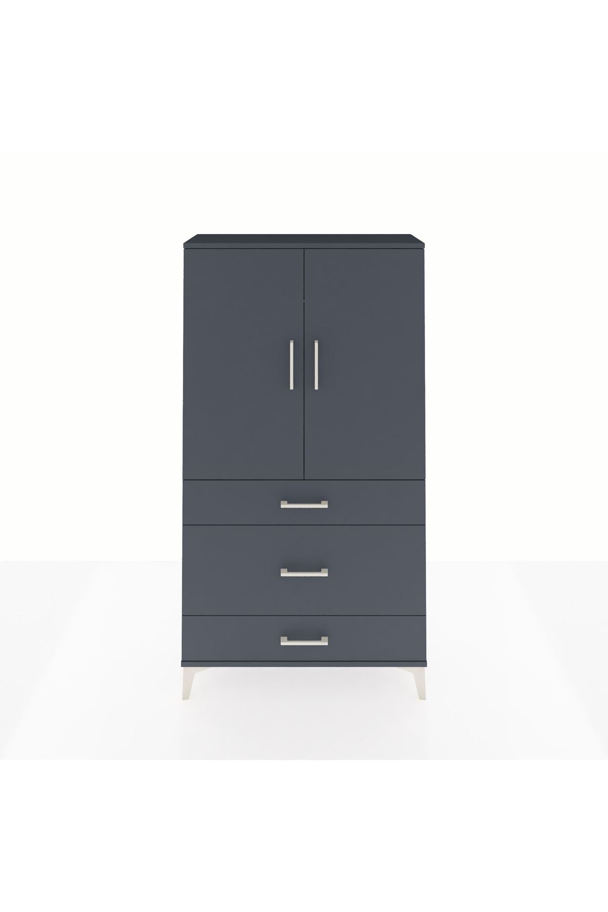 Arges Dolap Tek Raflı 3 Çekmeceli Tek Askılı 88x30x163 - S21M117V5A