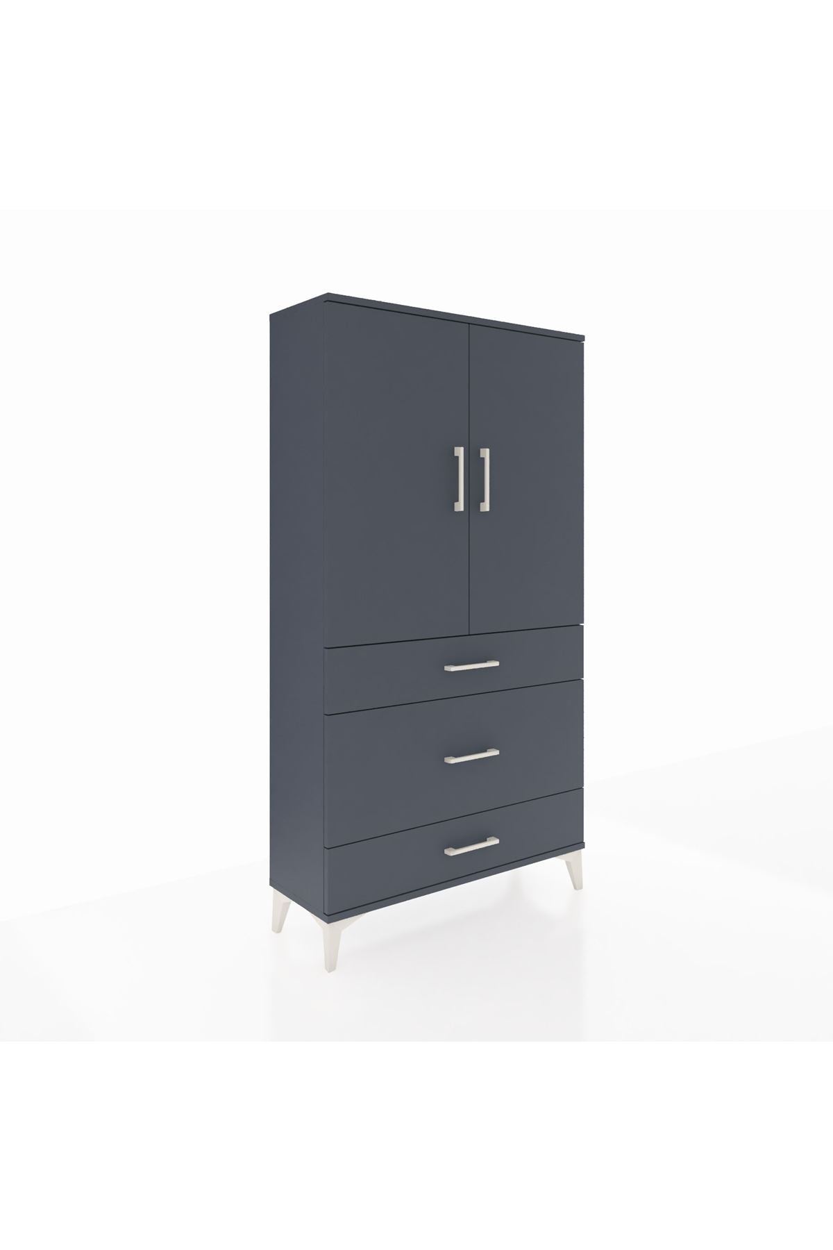 Arges Dolap Tek Raflı 3 Çekmeceli Tek Askılı 88x30x163 - S21M117V5A
