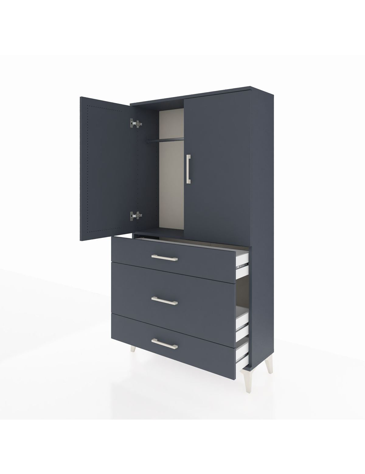 Arges Dolap Tek Raflı 3 Çekmeceli Tek Askılı 88x30x163 - S21M117V5A