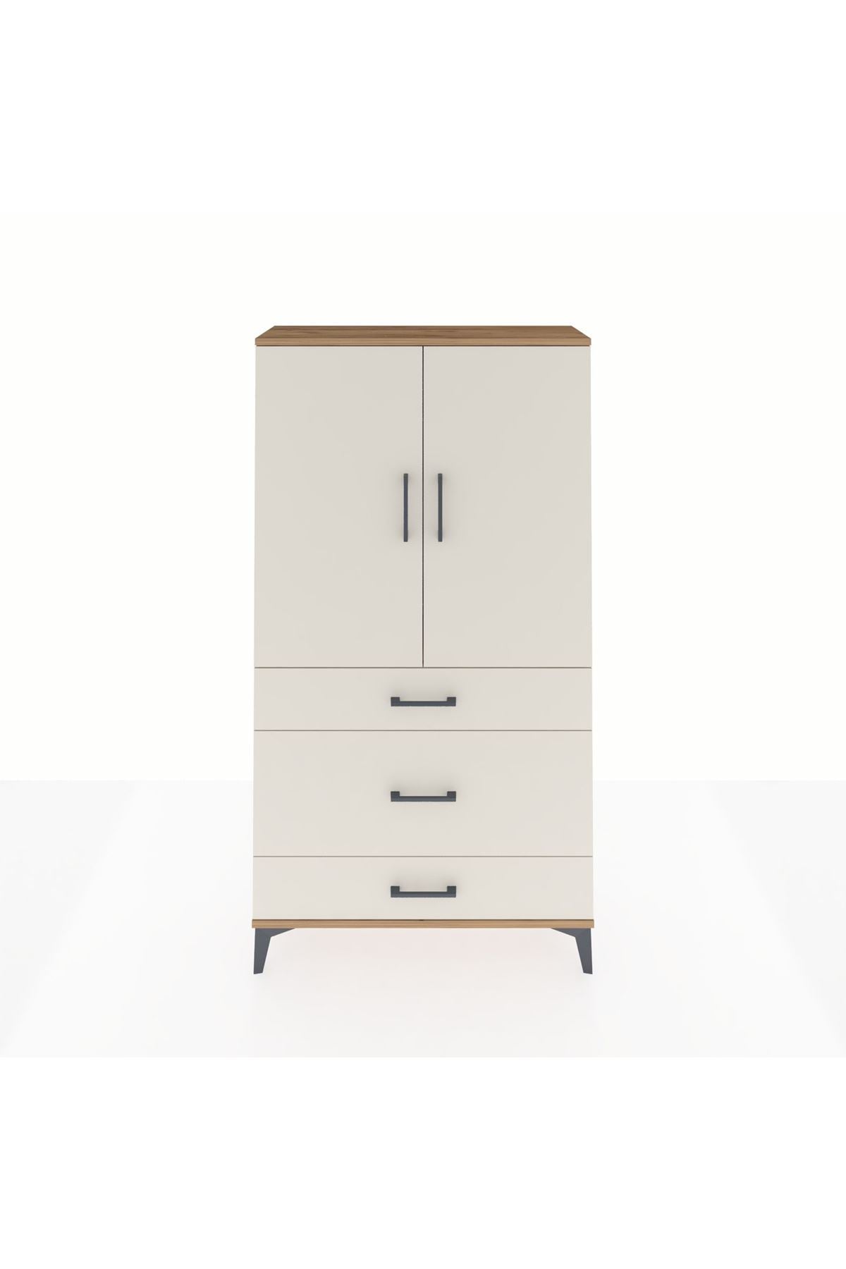 Arges Dolap Tek Raflı 3 Çekmeceli Tek Askılı 88x30x163 - S21M117V7A