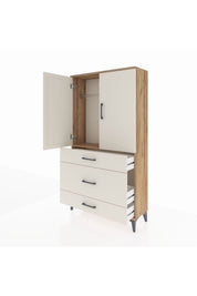 Arges Dolap Tek Raflı 3 Çekmeceli Tek Askılı 88x30x163 - S21M117V7A
