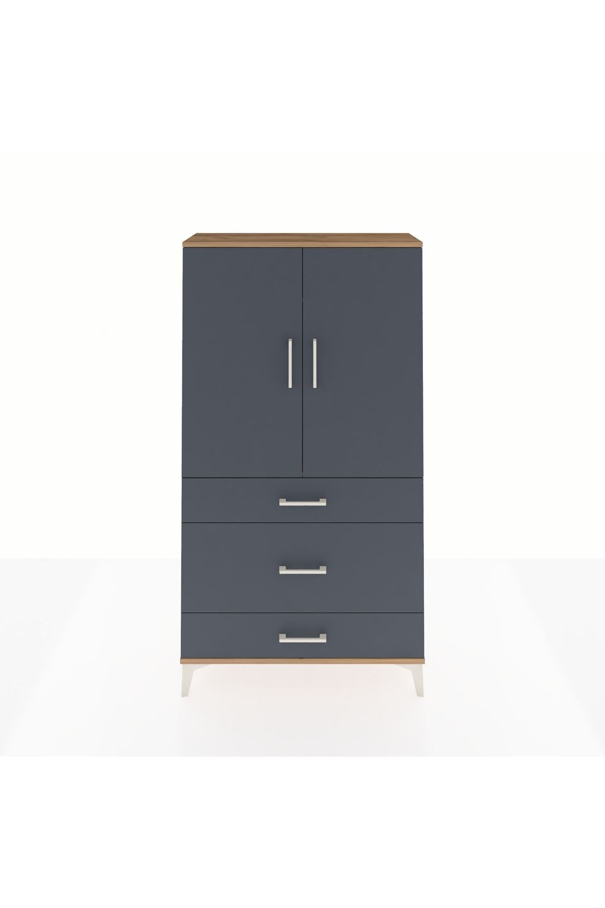 Arges Dolap Tek Raflı 3 Çekmeceli Tek Askılı 88x30x163 - S21M117V8A