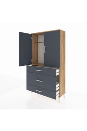 Arges Dolap Tek Raflı 3 Çekmeceli Tek Askılı 88x30x163 - S21M117V8A