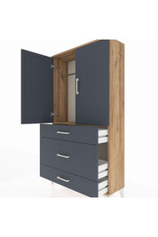 Arges Dolap Tek Raflı 3 Çekmeceli Tek Askılı 88x30x163 - S21M117V8A