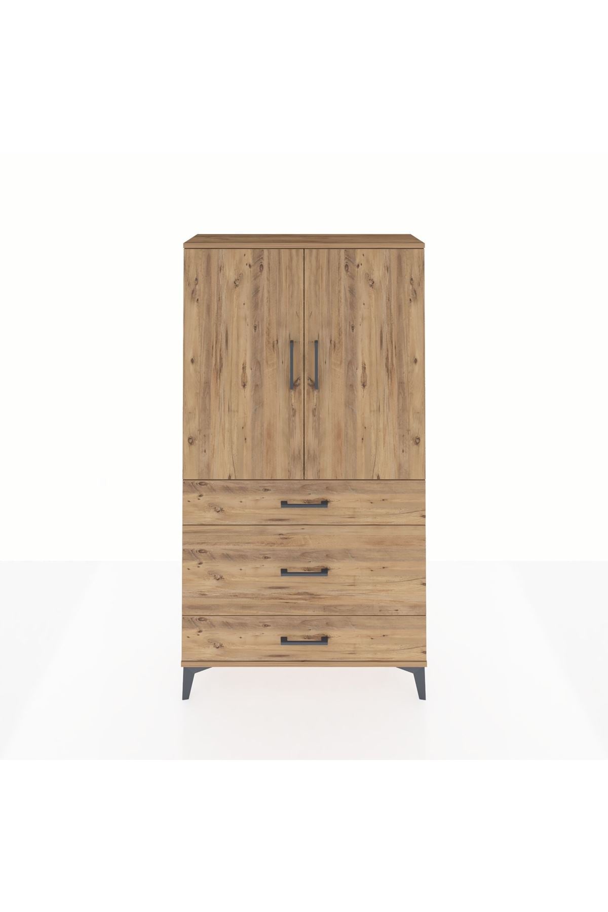 Arges Dolap Tek Raflı 3 Çekmeceli Tek Askılı 88x30x163 - S21M117V9A