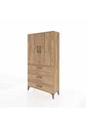 Arges Dolap Tek Raflı 3 Çekmeceli Tek Askılı 88x30x163 - S21M117V9A