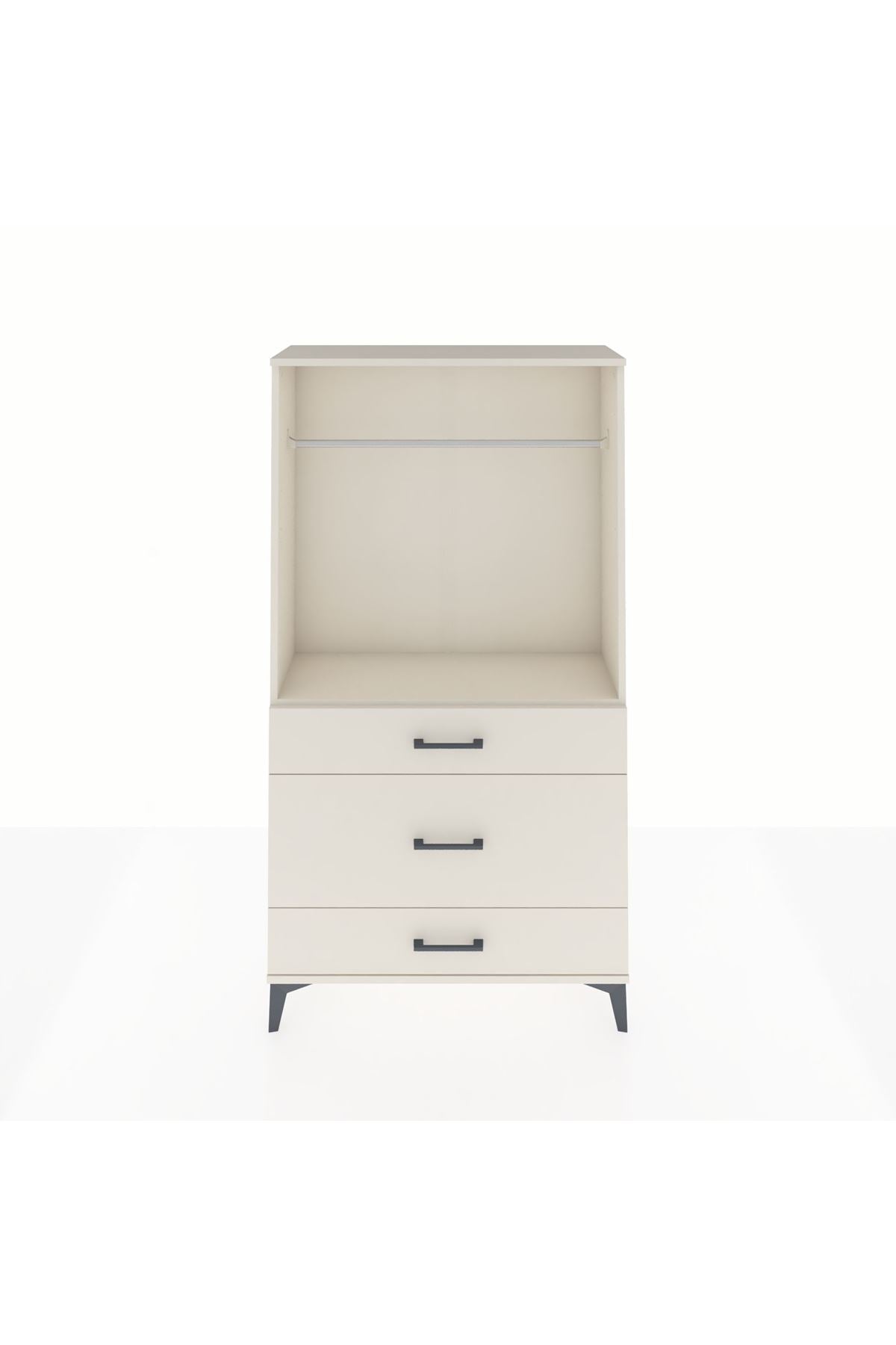 Arges Dolap Tek Raflı 3 Çekmeceli Tek Askılı 88x30x163 - S21M118V1A