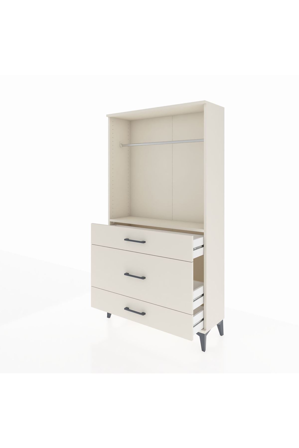 Arges Dolap Tek Raflı 3 Çekmeceli Tek Askılı 88x30x163 - S21M118V1A