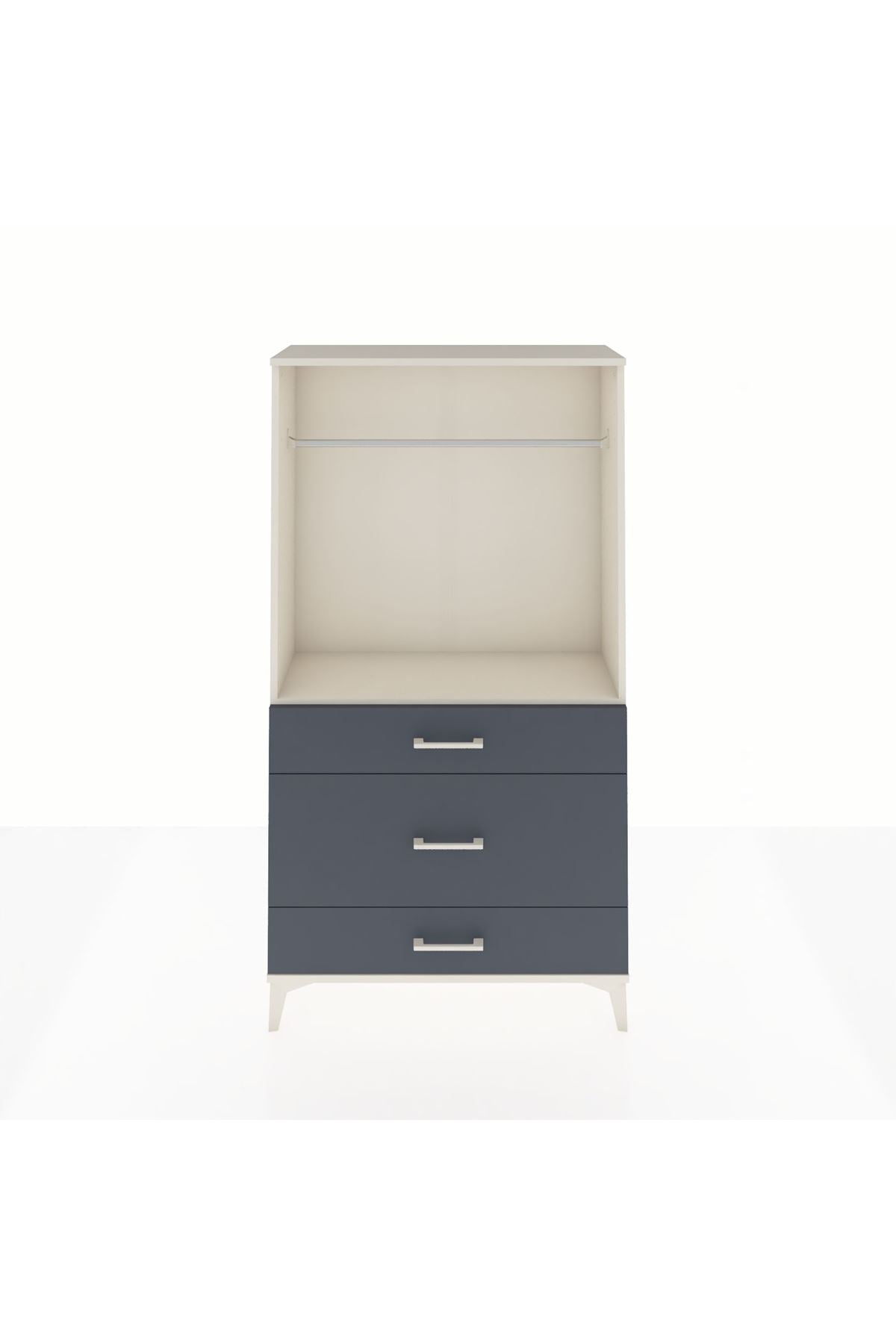 Arges Dolap Tek Raflı 3 Çekmeceli Tek Askılı 88x30x163 - S21M118V2A
