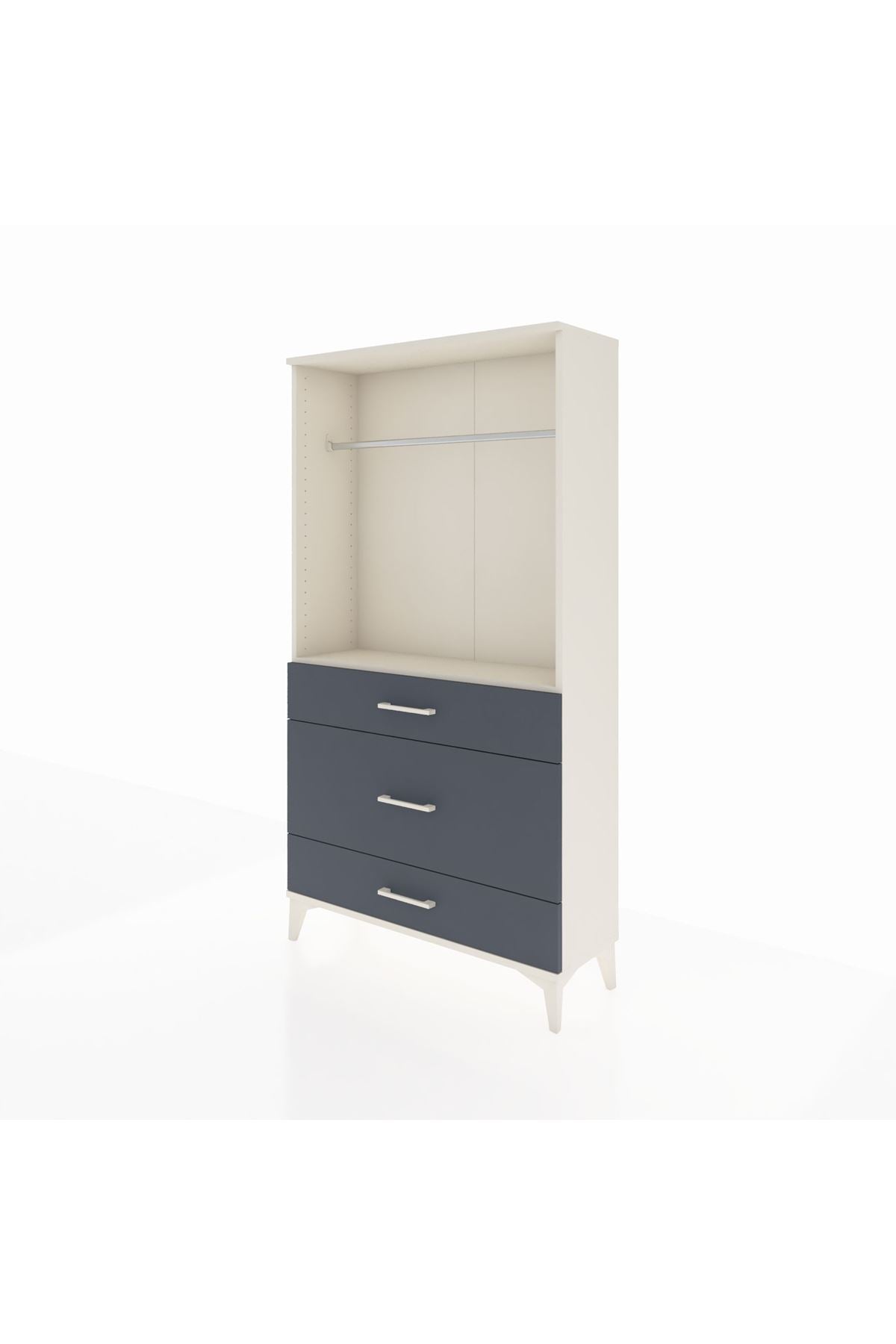 Arges Dolap Tek Raflı 3 Çekmeceli Tek Askılı 88x30x163 - S21M118V2A