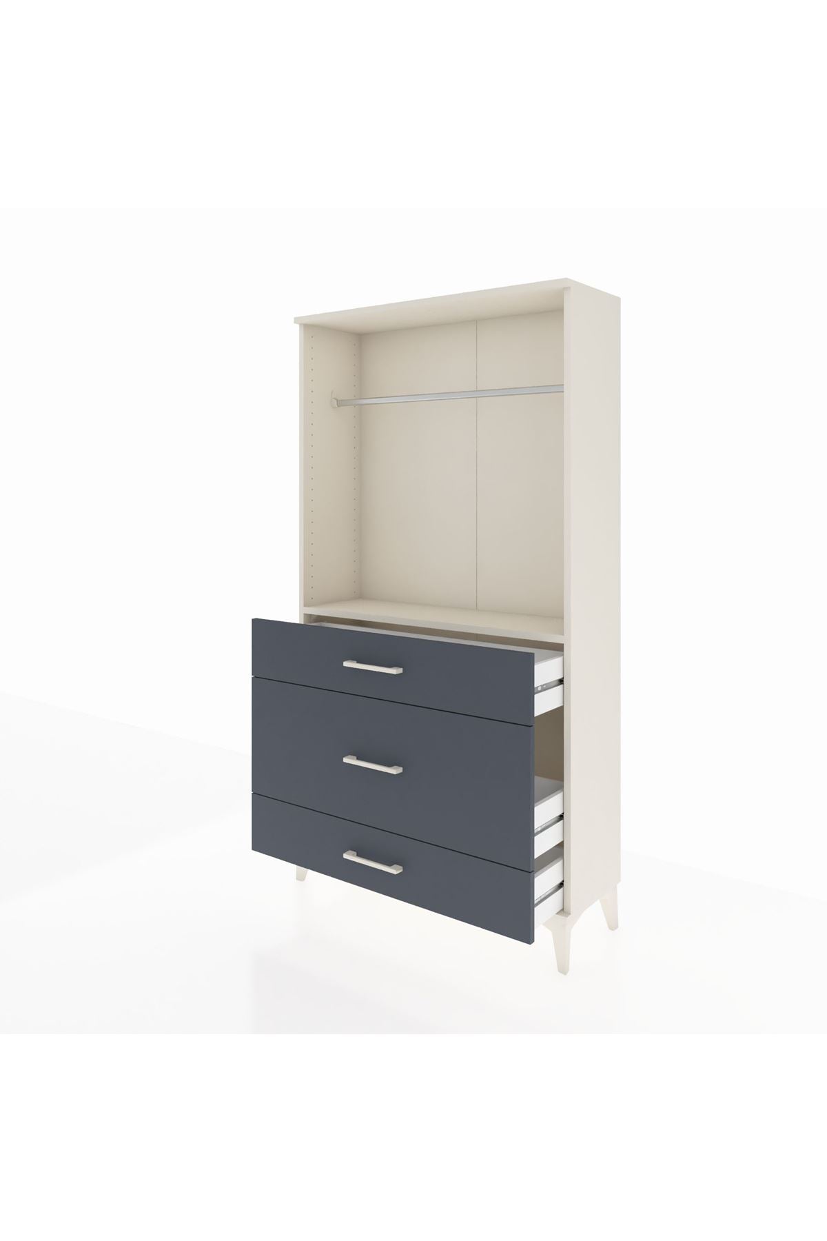 Arges Dolap Tek Raflı 3 Çekmeceli Tek Askılı 88x30x163 - S21M118V2A