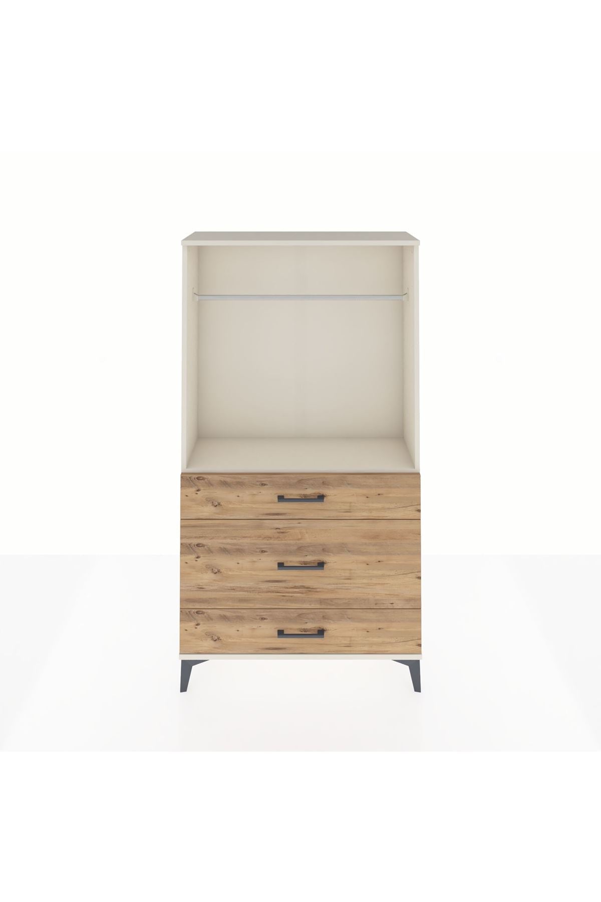 Arges Dolap Tek Raflı 3 Çekmeceli Tek Askılı 88x30x163 - S21M118V3A