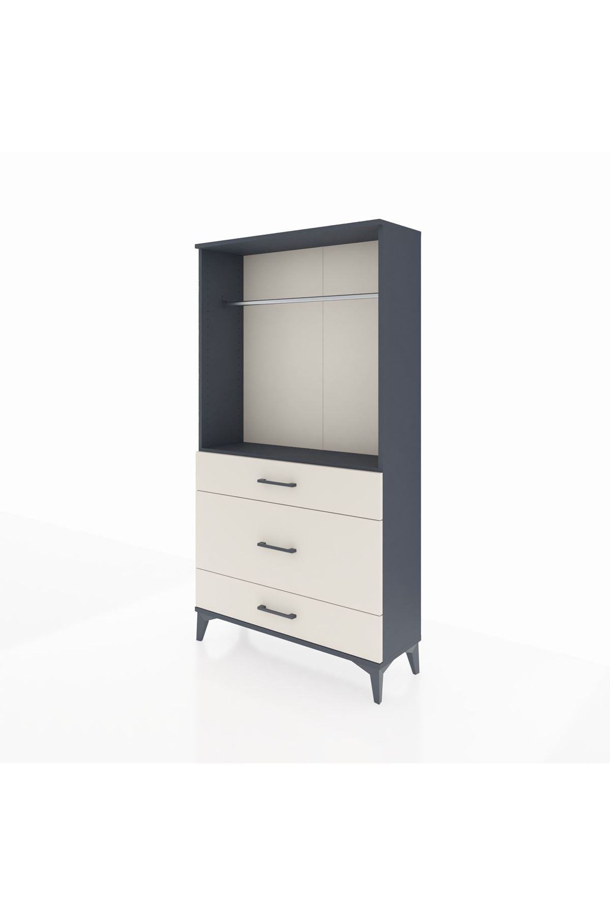 Arges Dolap Tek Raflı 3 Çekmeceli Tek Askılı 88x30x163 - S21M118V4A