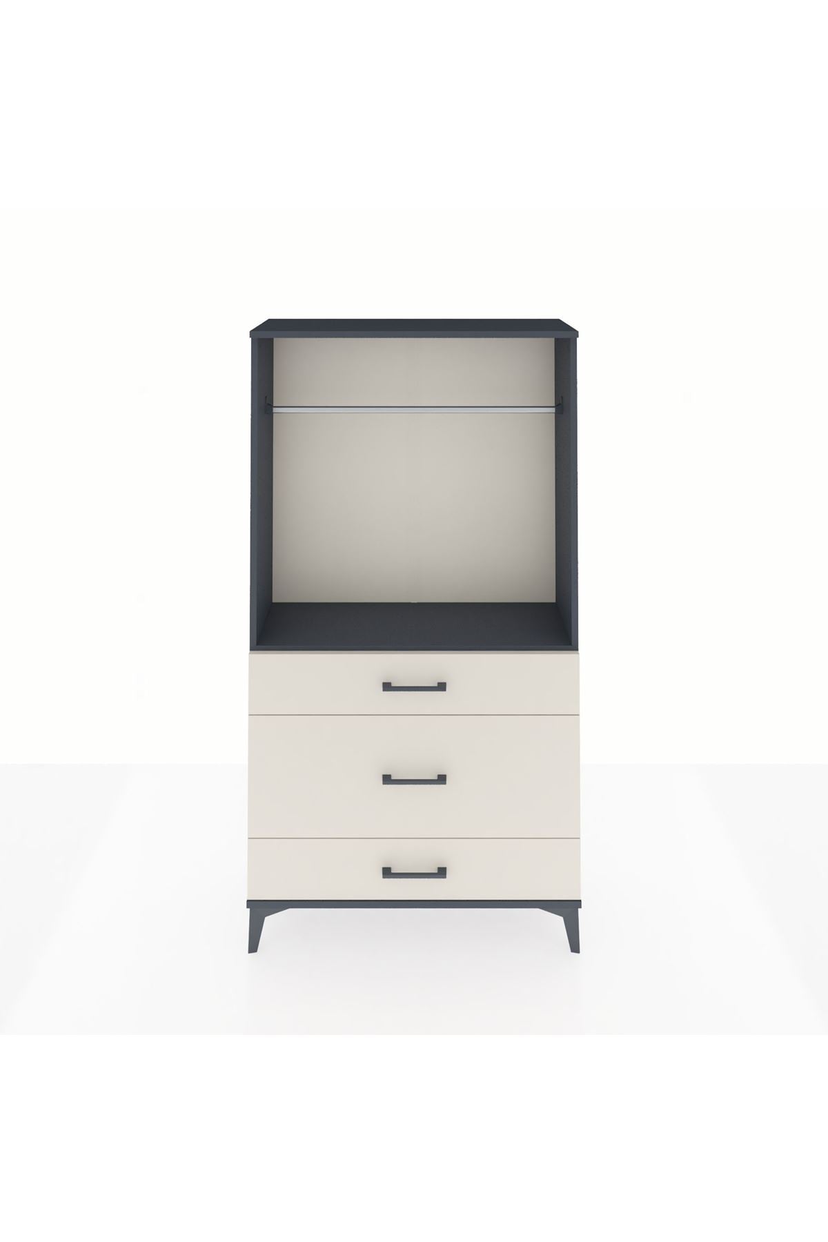 Arges Dolap Tek Raflı 3 Çekmeceli Tek Askılı 88x30x163 - S21M118V4A