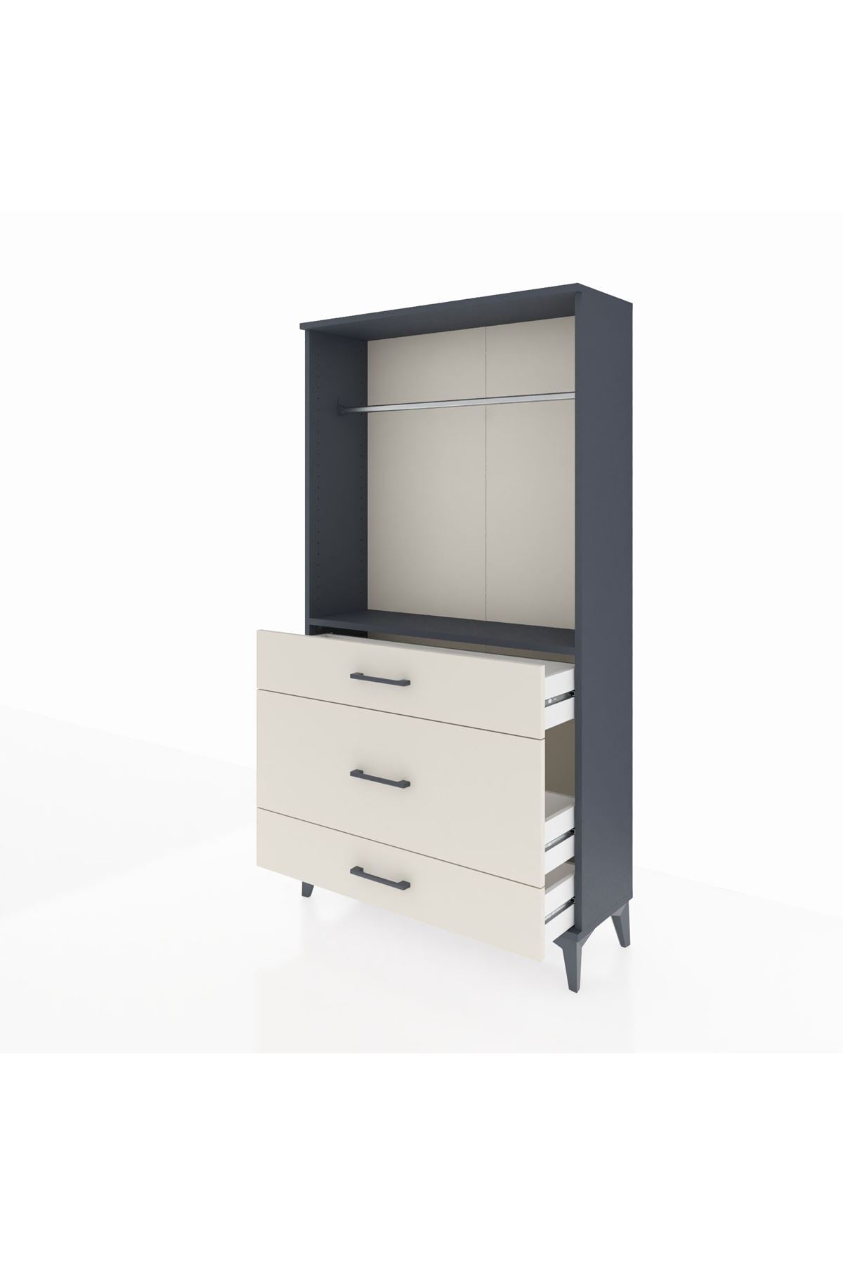 Arges Dolap Tek Raflı 3 Çekmeceli Tek Askılı 88x30x163 - S21M118V4A