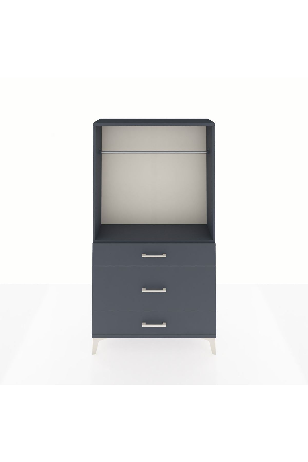 Arges Dolap Tek Raflı 3 Çekmeceli Tek Askılı 88x30x163 - S21M118V5A