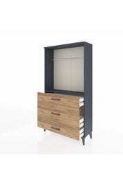 Arges Dolap Tek Raflı 3 Çekmeceli Tek Askılı 88x30x163 - S21M118V6A