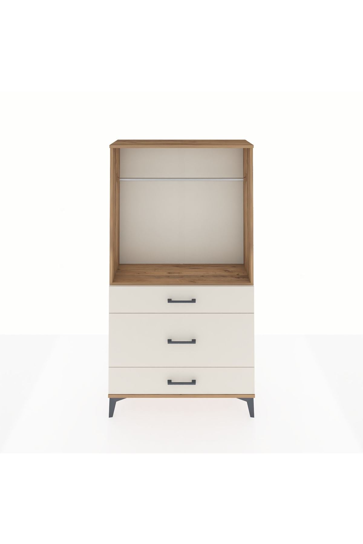 Arges Dolap Tek Raflı 3 Çekmeceli Tek Askılı 88x30x163 - S21M118V7A