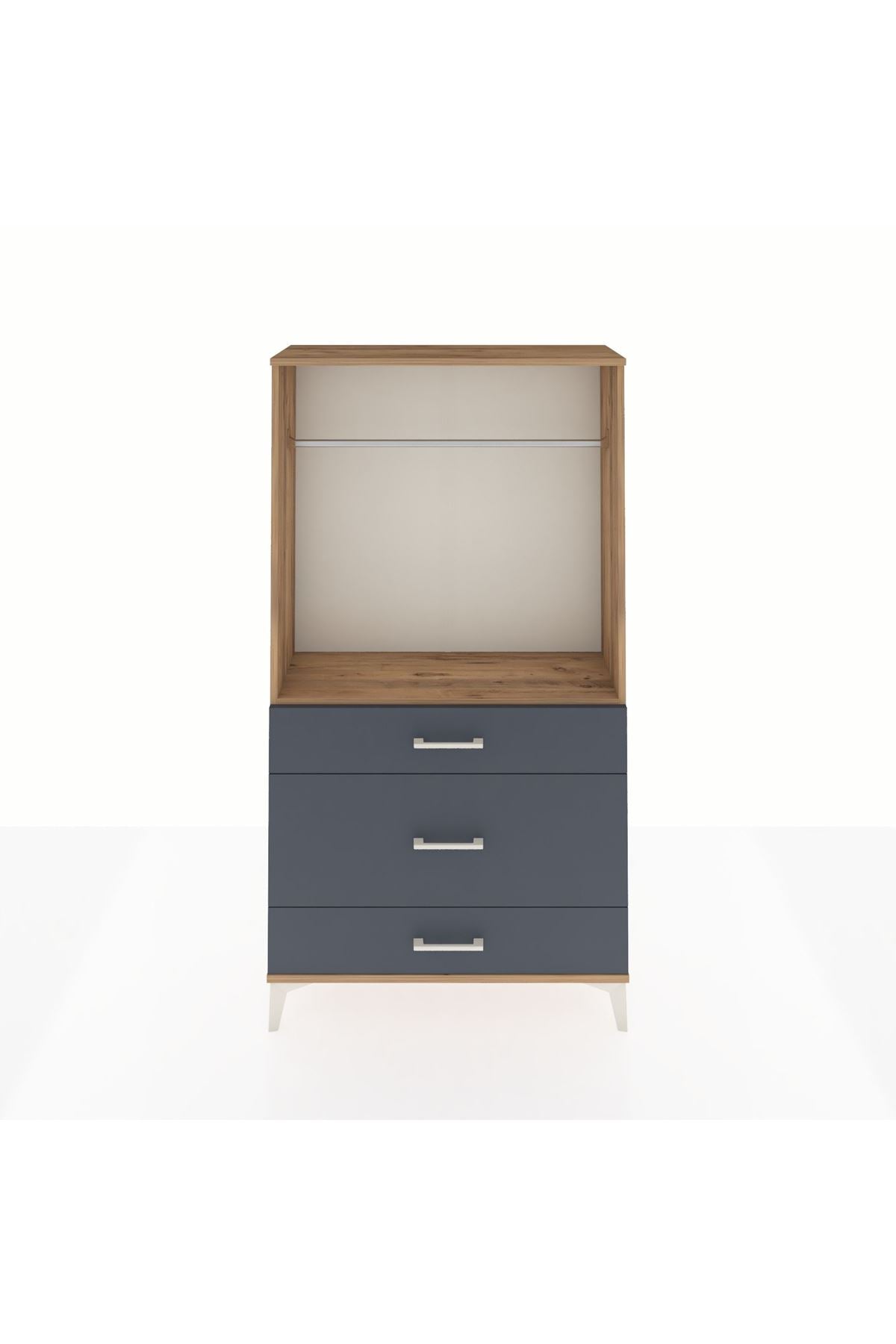 Arges Dolap Tek Raflı 3 Çekmeceli Tek Askılı 88x30x163 - S21M118V8A