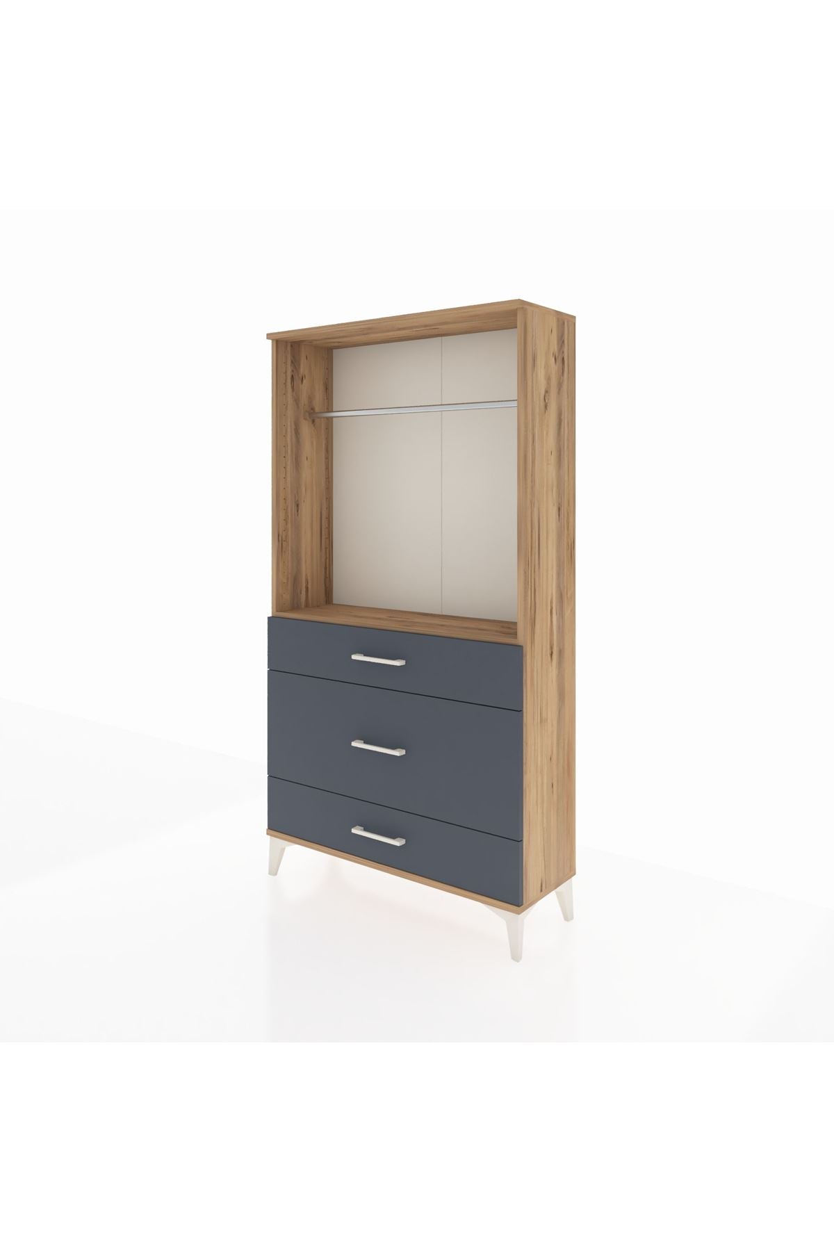 Arges Dolap Tek Raflı 3 Çekmeceli Tek Askılı 88x30x163 - S21M118V8A