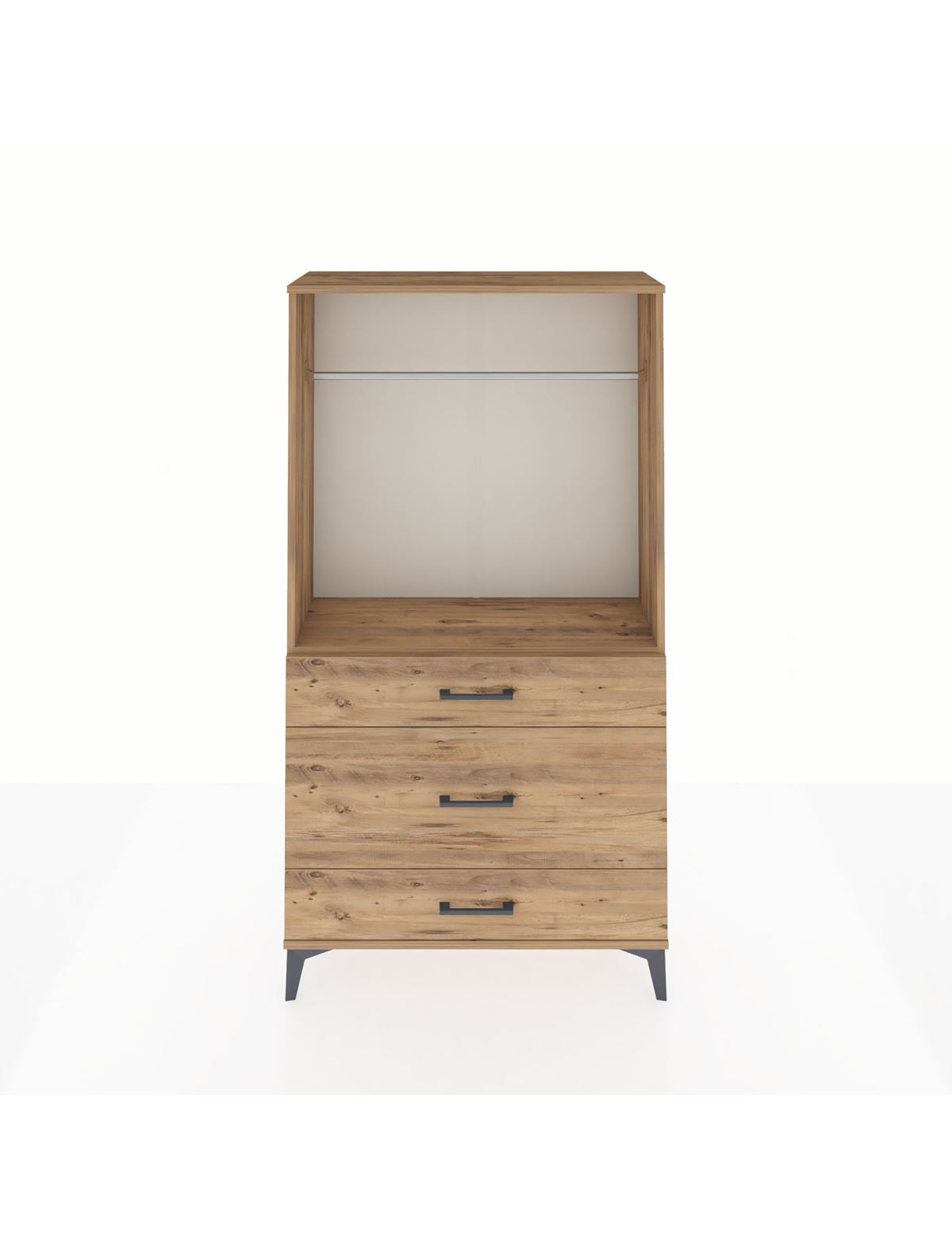 Arges Dolap Tek Raflı 3 Çekmeceli Tek Askılı 88x30x163 - S21M118V9A