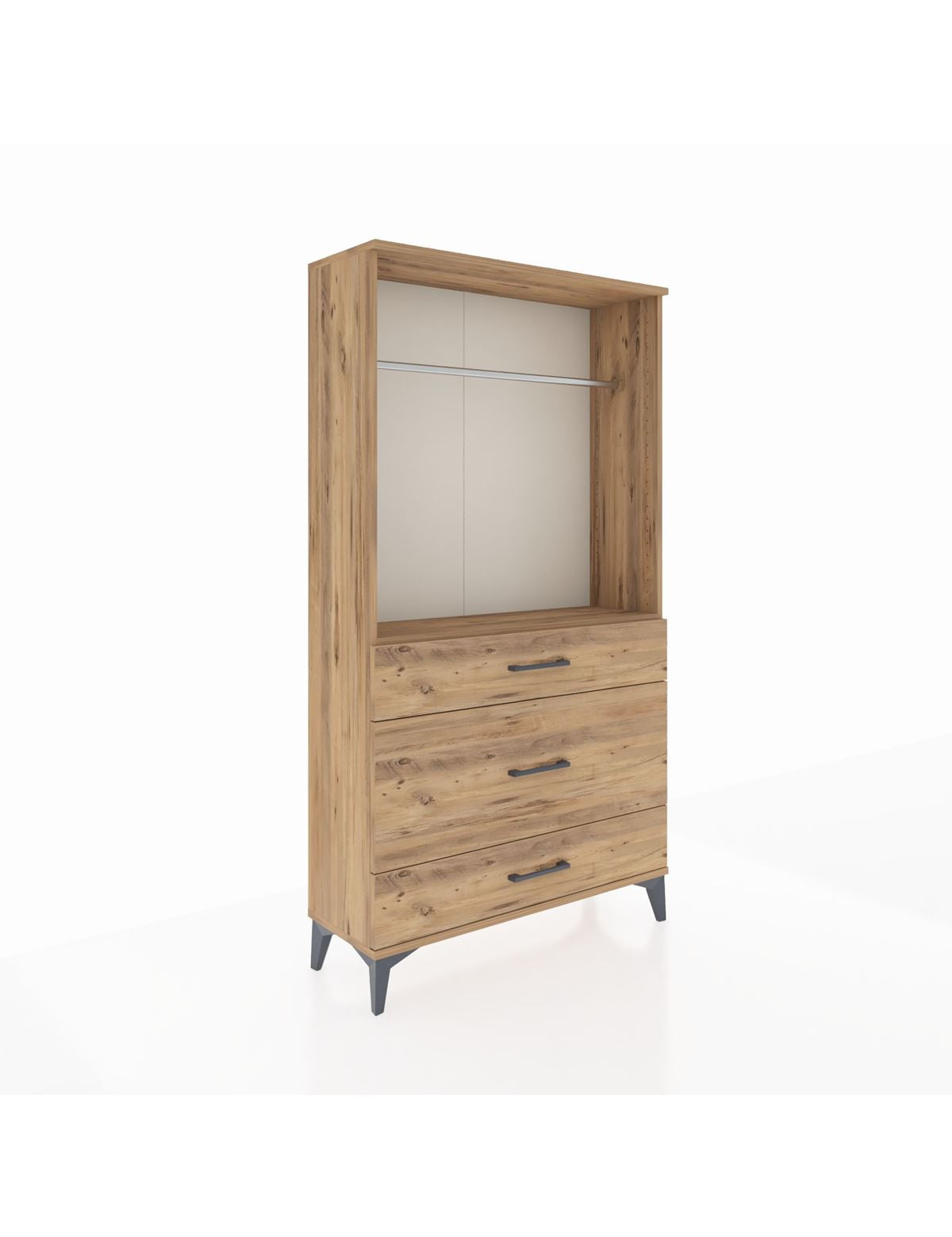 Arges Dolap Tek Raflı 3 Çekmeceli Tek Askılı 88x30x163 - S21M118V9A