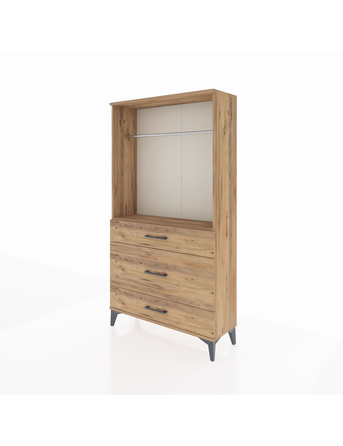 Arges Dolap Tek Raflı 3 Çekmeceli Tek Askılı 88x30x163 - S21M118V9A
