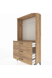 Arges Dolap Tek Raflı 3 Çekmeceli Tek Askılı 88x30x163 - S21M118V9A