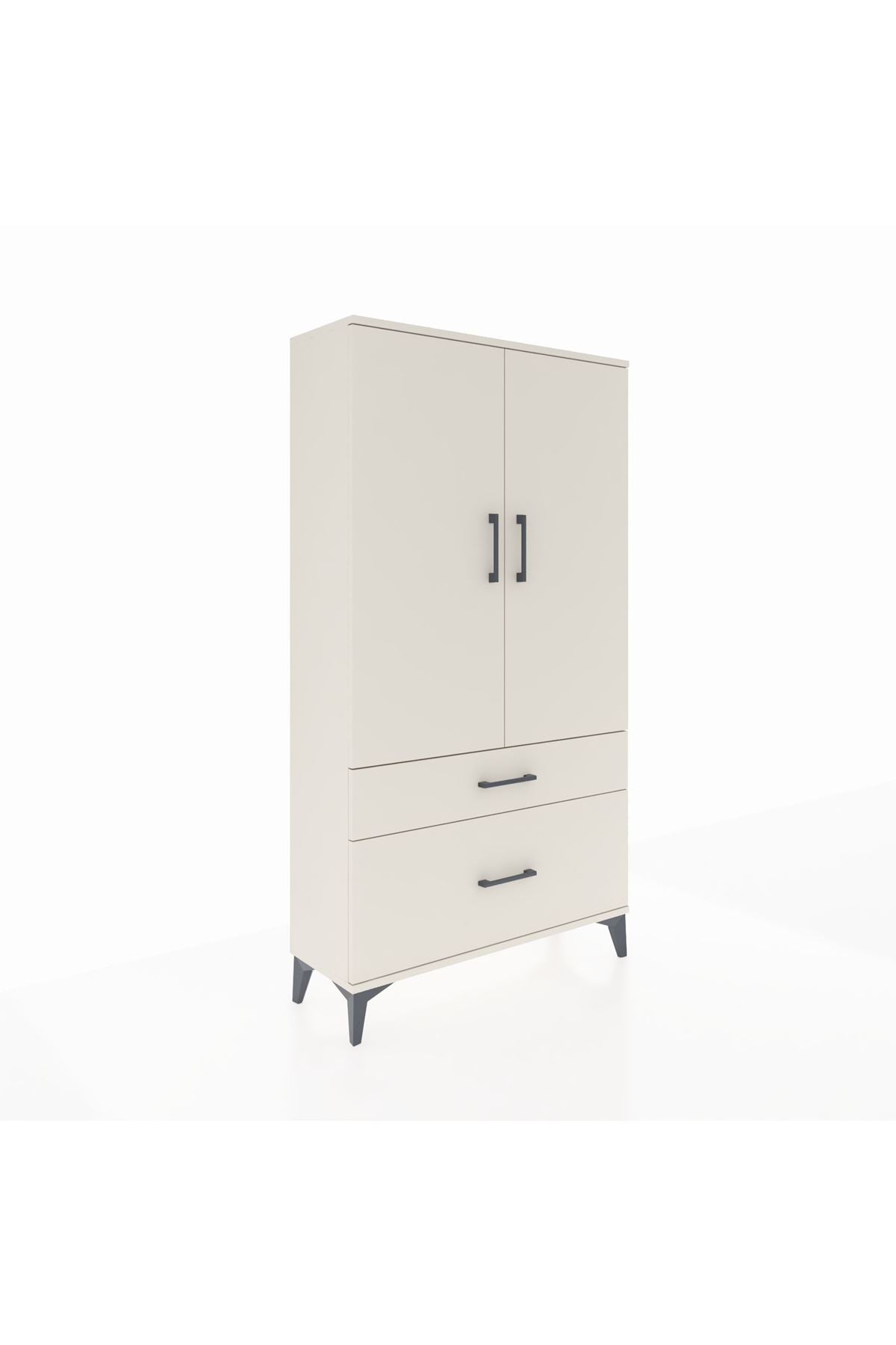 Arges Dolap Tek Raflı 2 Çekmeceli Tek Askılı 88x30x163 - S21M119V1A