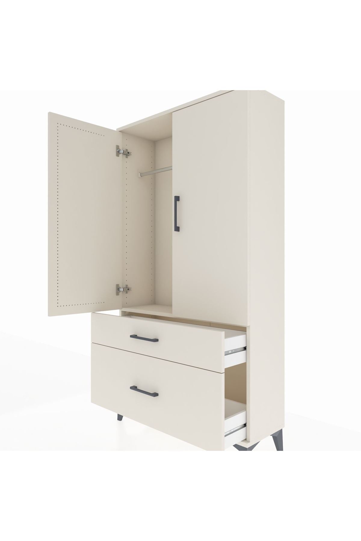 Arges Dolap Tek Raflı 2 Çekmeceli Tek Askılı 88x30x163 - S21M119V1A