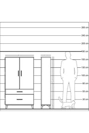 Arges Dolap Tek Raflı 2 Çekmeceli Tek Askılı 88x30x163 - S21M119V2A