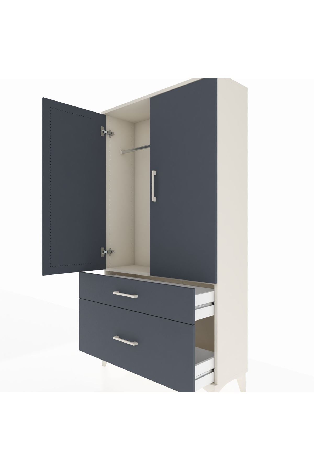 Arges Dolap Tek Raflı 2 Çekmeceli Tek Askılı 88x30x163 - S21M119V2A