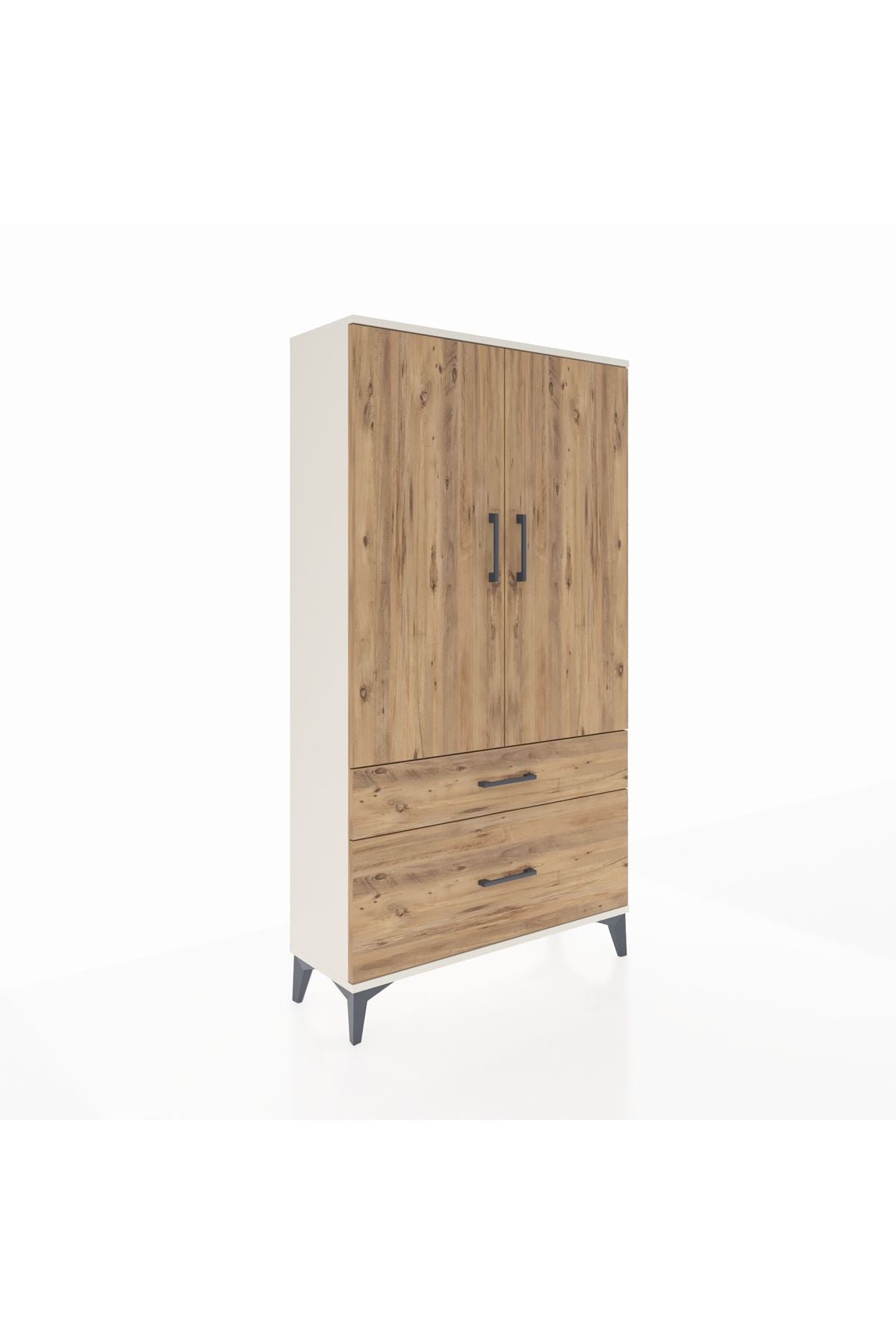 Arges Dolap Tek Raflı 2 Çekmeceli Tek Askılı 88x30x163 - S21M119V3A
