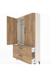 Arges Dolap Tek Raflı 2 Çekmeceli Tek Askılı 88x30x163 - S21M119V3A
