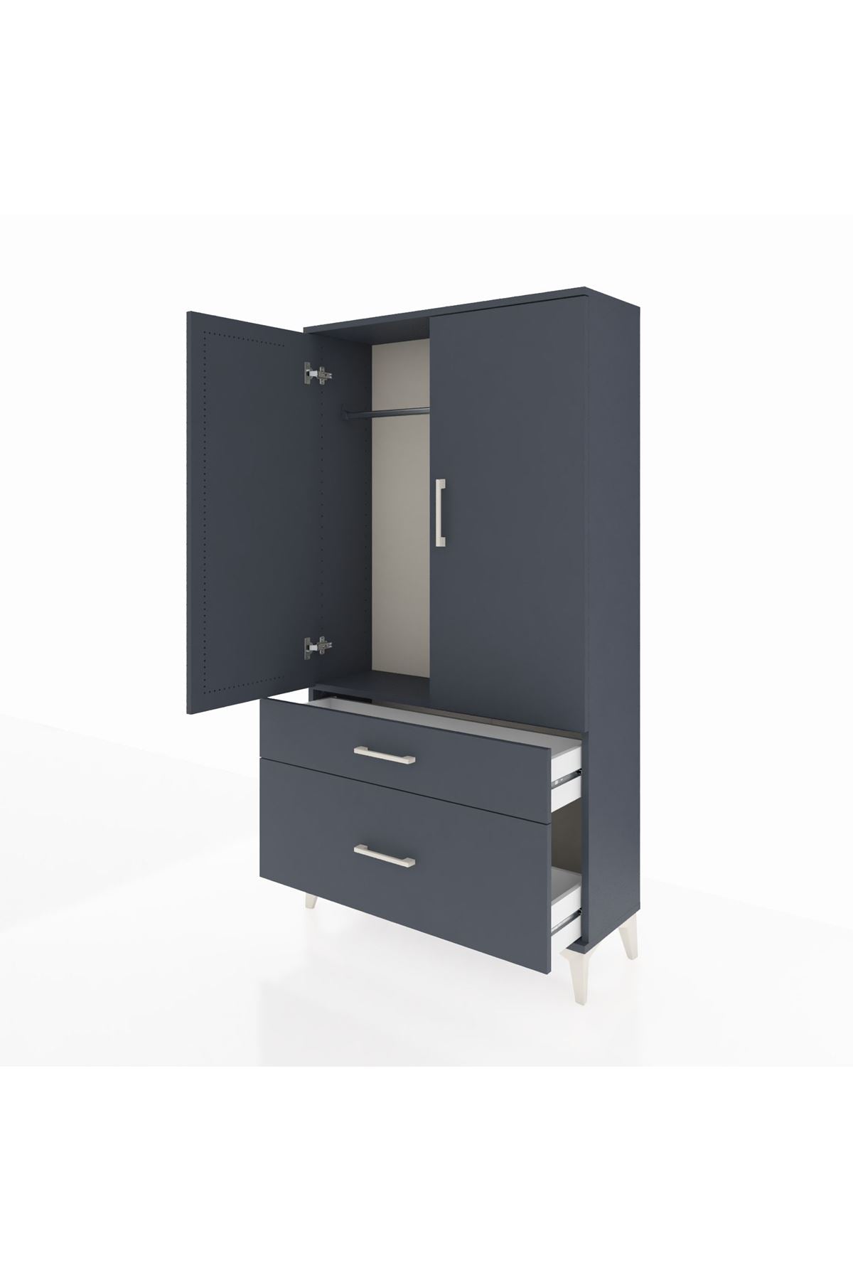 Arges Dolap Tek Raflı 2 Çekmeceli Tek Askılı 88x30x163 - S21M119V5A